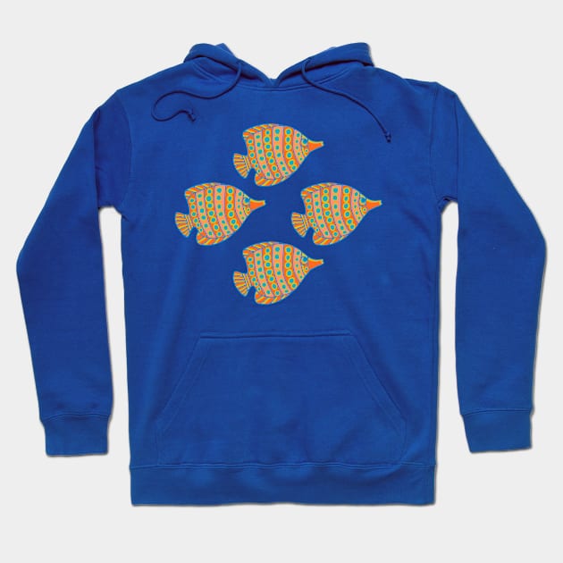 ANGLED ANGELS Tropical Angel Fish Spotted Undersea Ocean Sea Creatures in Orange Blush Yellow Blue - UnBlink Studio by Jackie Tahara Hoodie by UnBlink Studio by Jackie Tahara